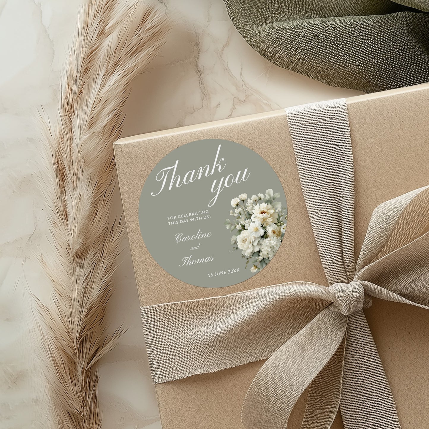 Soft Sage Favour Tags and Stickers Template