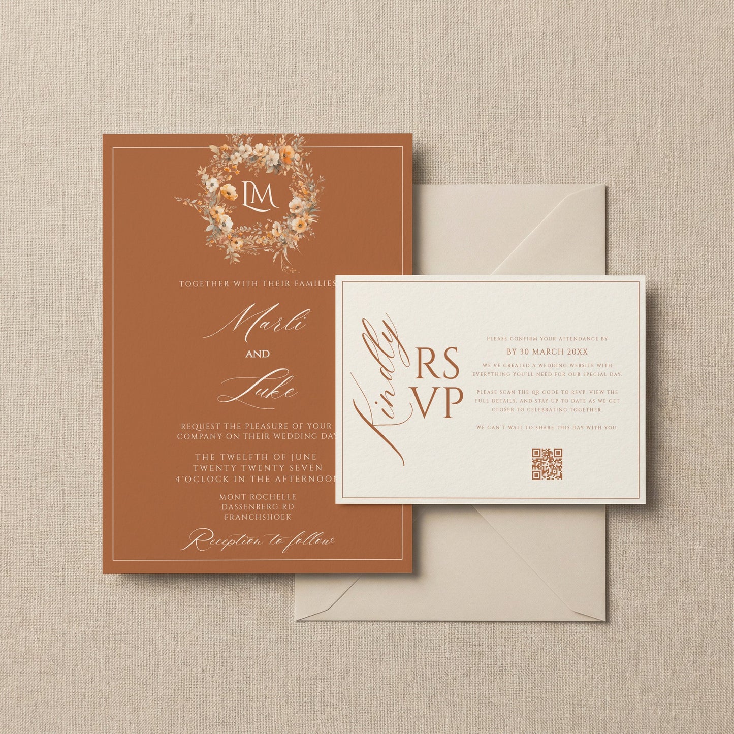 Terracotta Ivory Invitation Template