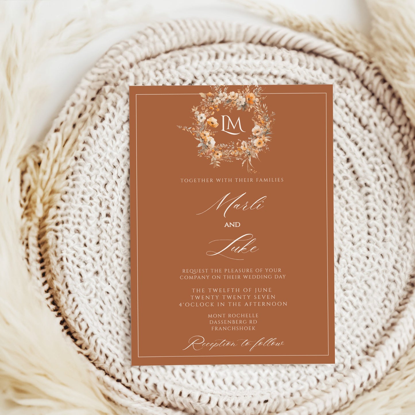 Terracotta Ivory Invitation Template