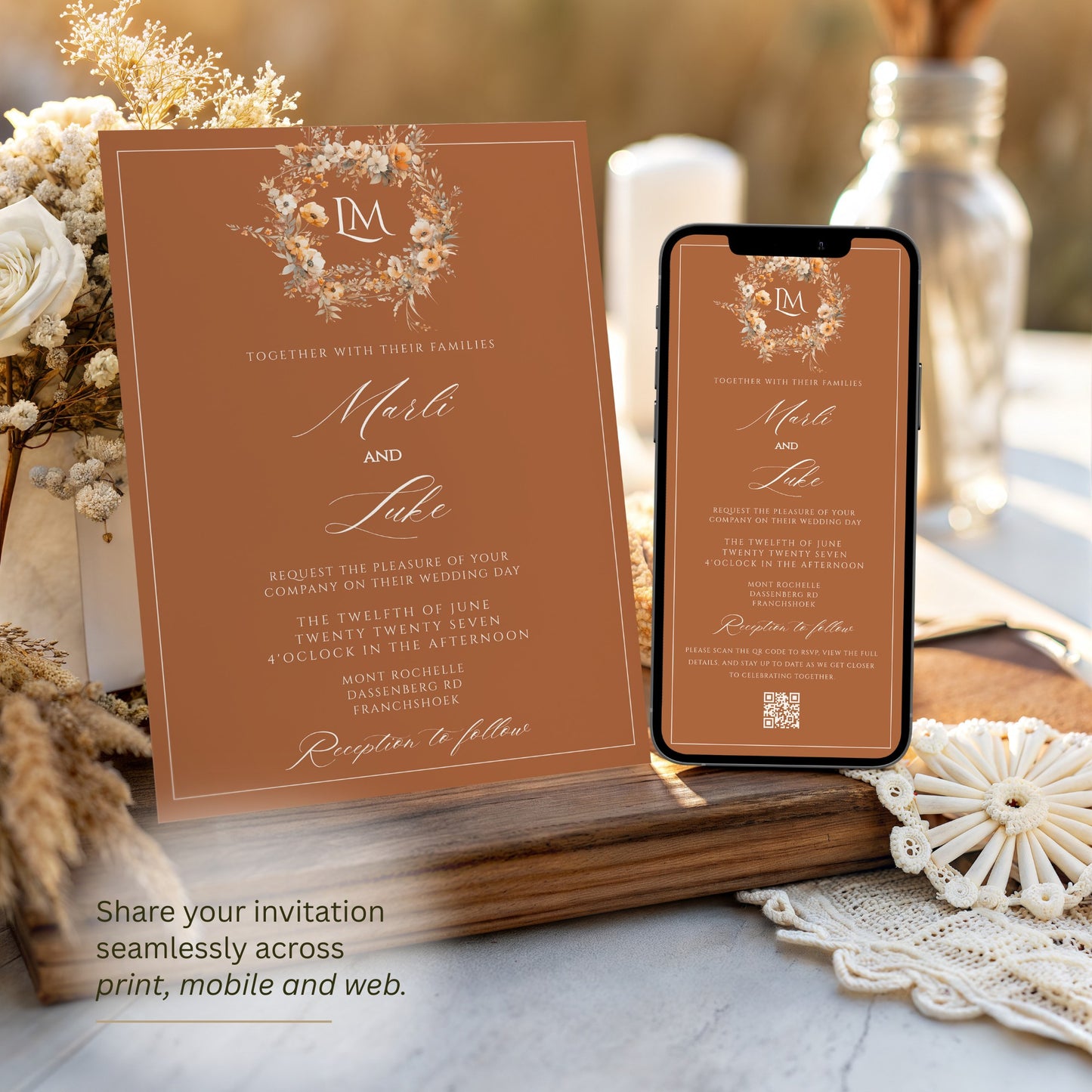Terracotta Ivory Invitation Template