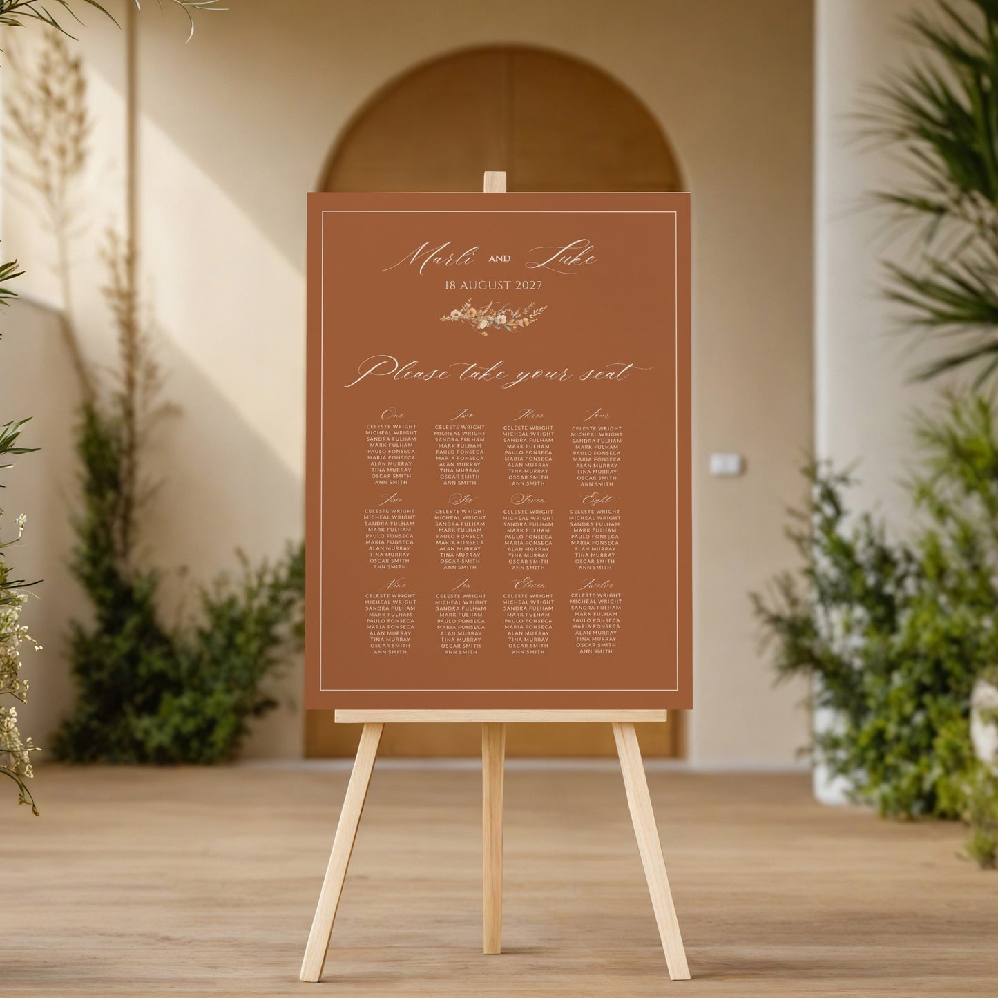 Terracotta Ivory Seating Chart Template