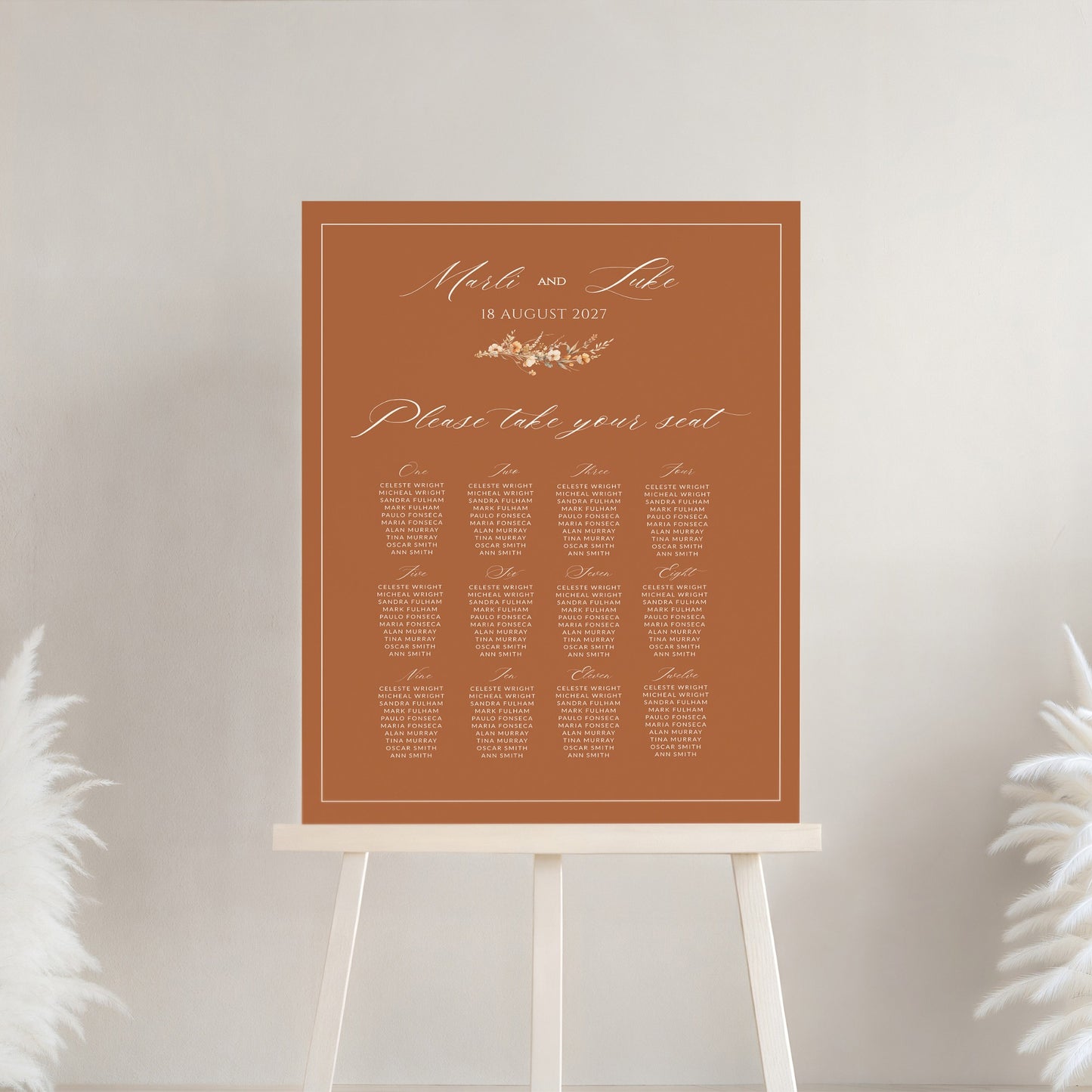 Terracotta Ivory Seating Chart Template