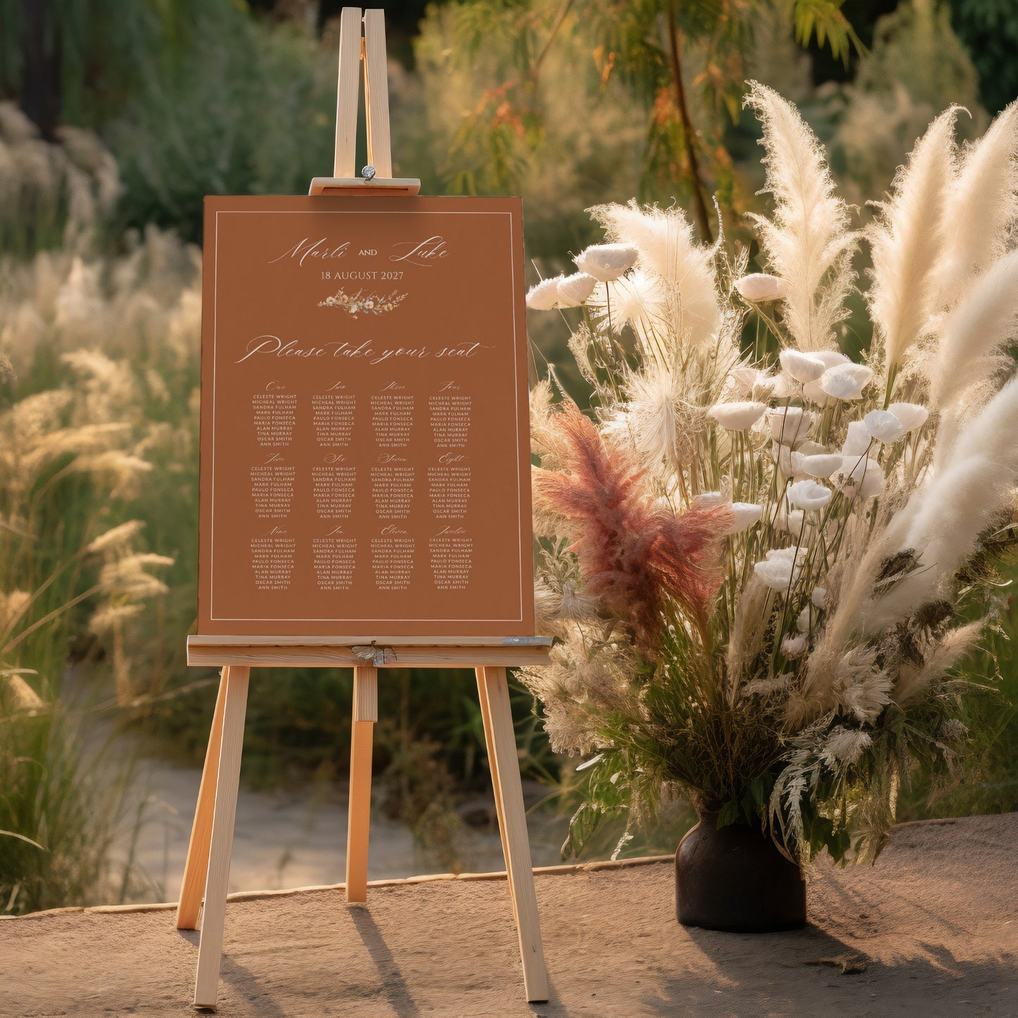 Terracotta Ivory Seating Chart Template