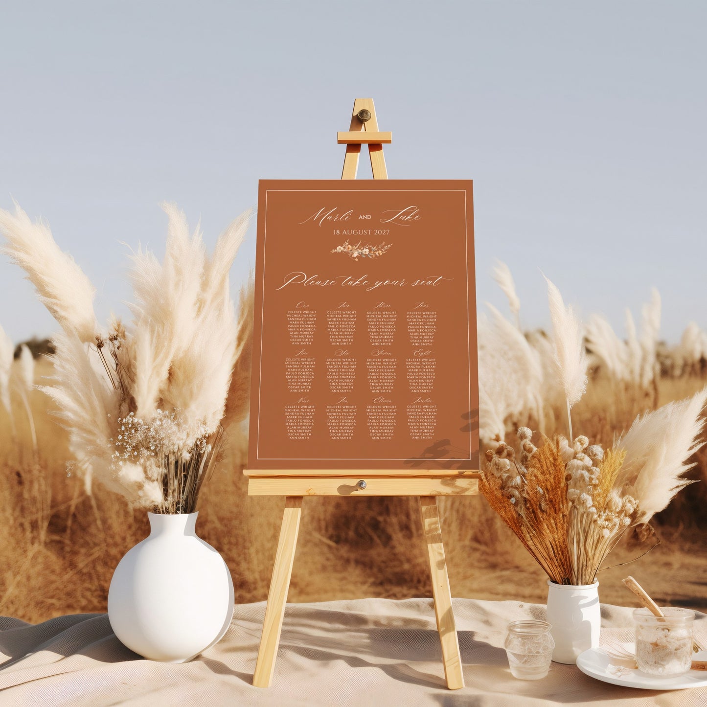 Terracotta Ivory Seating Chart Template