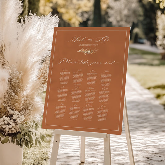 Terracotta Ivory Seating Chart Template